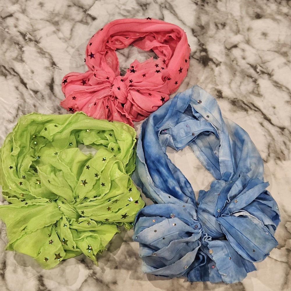 Large Headband‎ Bow Lot of 3 Girls Sparkle Star & Sequin Hair Accessories